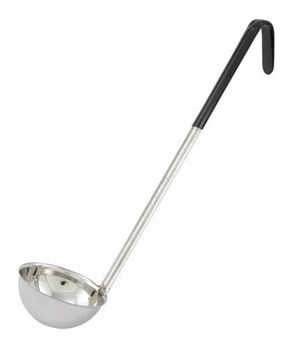 Winco Stainless Steel Ladle with Black Handle, 6-Ounce, Medium - Image 4