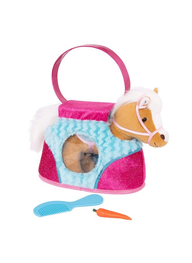 Pucci Pups Pucci Pups - Beige Horse with Blue Stripes and Pink Pony Bag (ST8274Z) 10 inches  - Image 2