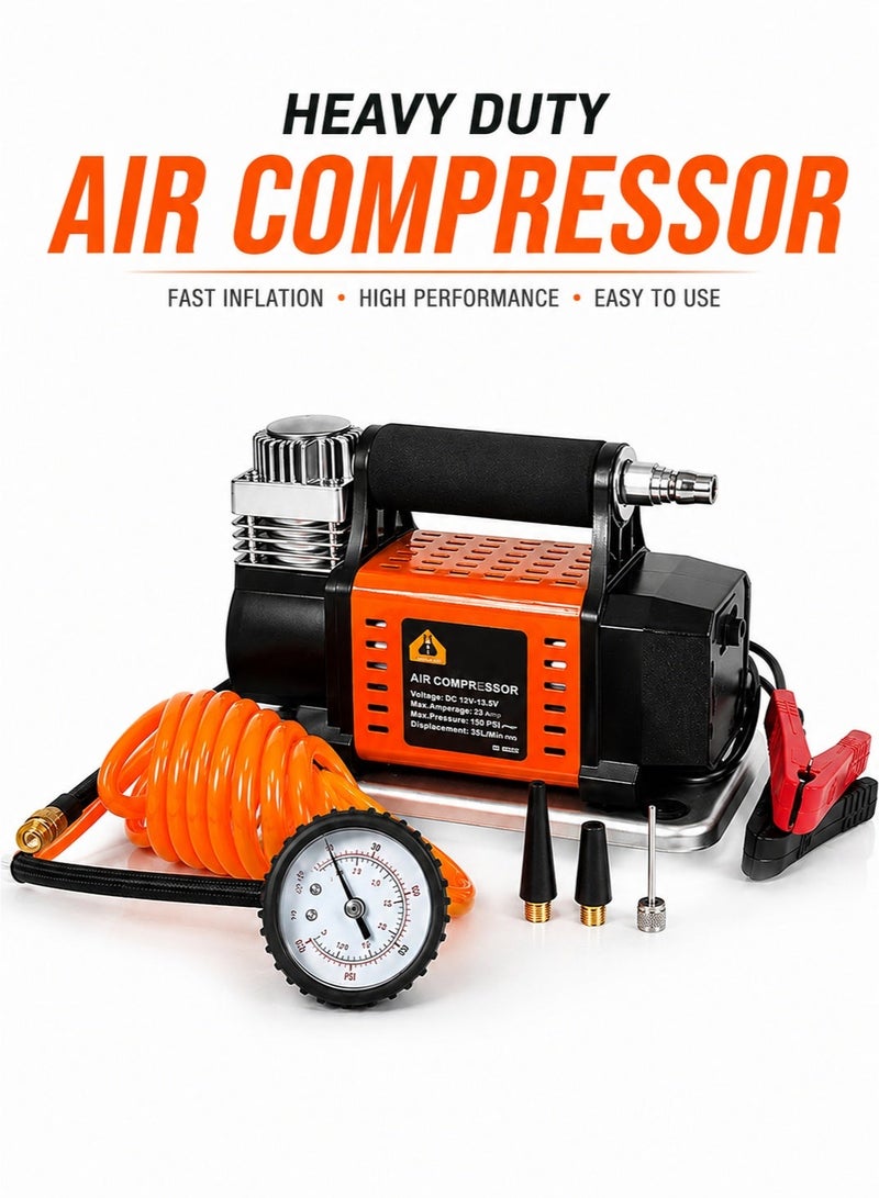 سفاري Safari Heavy Duty Tire Inflator SF-25336 12V Portable Air Compressor Pump 100 PSI with Pressure Gauge, 40 L/Min Air Flow, 3 M Power Cable, and 3 Nozzle Adapters for Car, SUV, Truck, Motorcycle, Bicycle, and Inflatable Accessories - Image 1