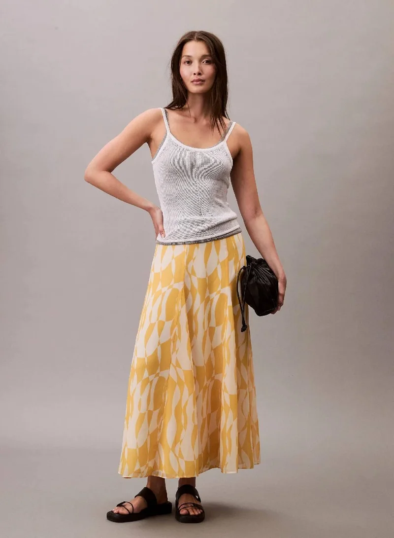CALVIN KLEIN Print Chiffon Midi Skirt