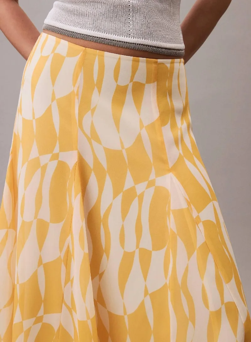 CALVIN KLEIN Print Chiffon Midi Skirt
