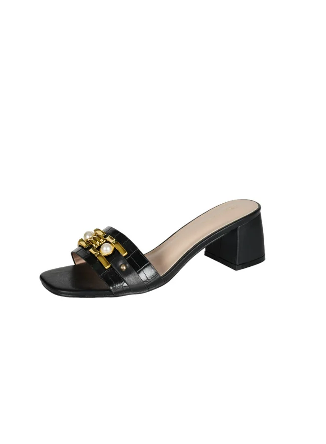 ZAYNA 221-86 Zayna Ladies  High Block Heel Slip on 15C8453-8 Black