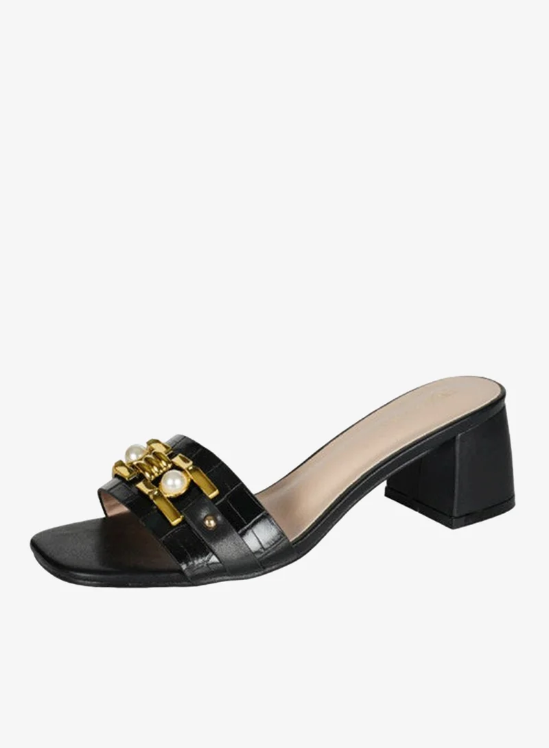 Zayna Black 221-86 Zayna Ladies  High Block Heel Slip on 15C8453-8 Black for Women | Best Price UAE