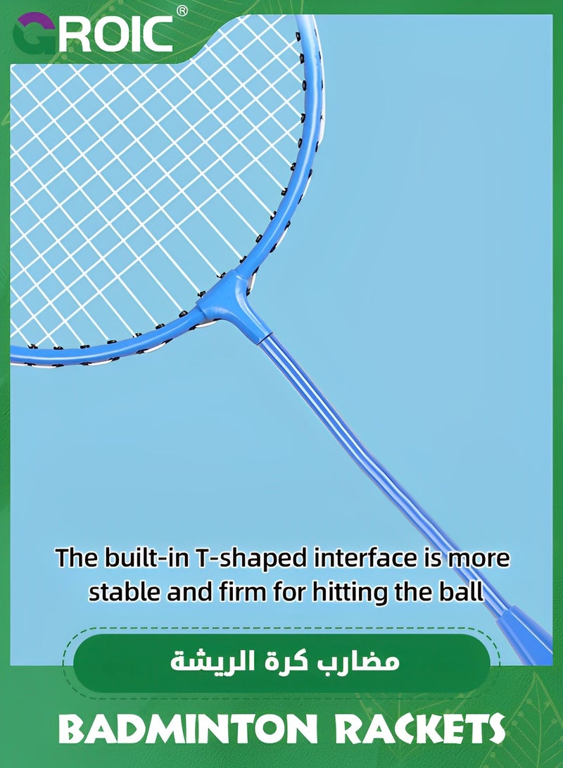 GROIC Badminton Set,Badminton Self Training Tool with 2 Badminton Rackets, 3 Shuttlecocks,Badminton Self Practice Trainer Aid, Badminton Single-Player Rebound Trainer, Portable Badminton Set for Indoor - Image 4