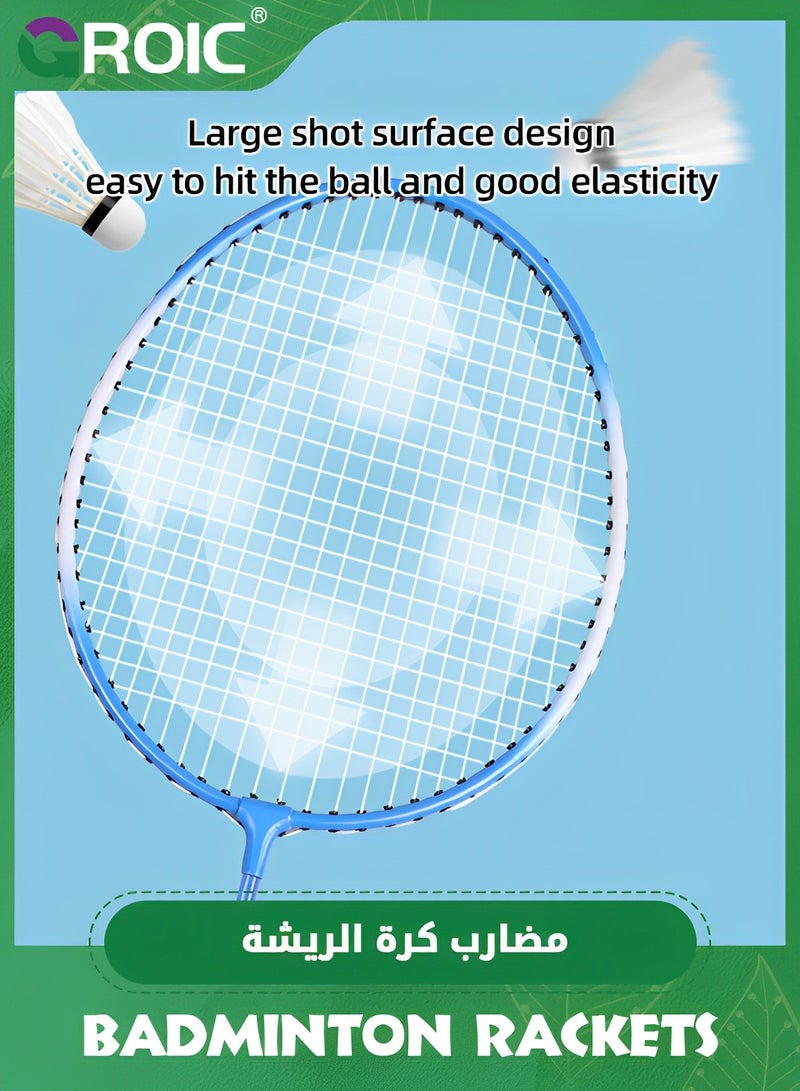 GROIC Badminton Set,Badminton Self Training Tool with 2 Badminton Rackets, 3 Shuttlecocks,Badminton Self Practice Trainer Aid, Badminton Single-Player Rebound Trainer, Portable Badminton Set for Indoor - Image 3