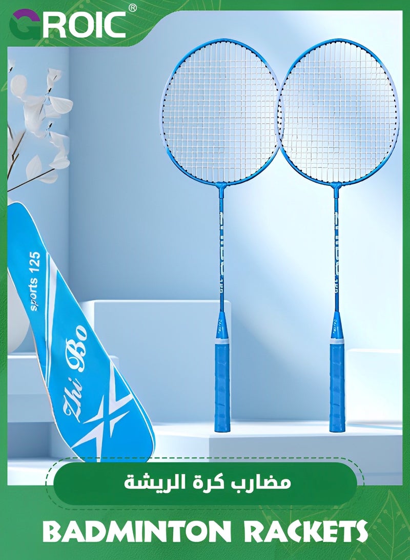 GROIC Badminton Set,Badminton Self Training Tool with 2 Badminton Rackets, 3 Shuttlecocks,Badminton Self Practice Trainer Aid, Badminton Single-Player Rebound Trainer, Portable Badminton Set for Indoor - Image 2