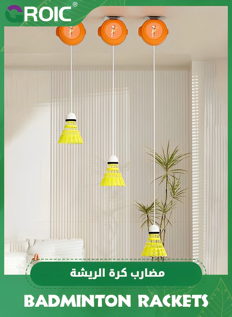 GROIC Badminton Set,Badminton Self Training Tool with 2 Badminton Rackets, 3 Shuttlecocks,Badminton Self Practice Trainer Aid, Badminton Single-Player Rebound Trainer, Portable Badminton Set for Indoor - Image 5