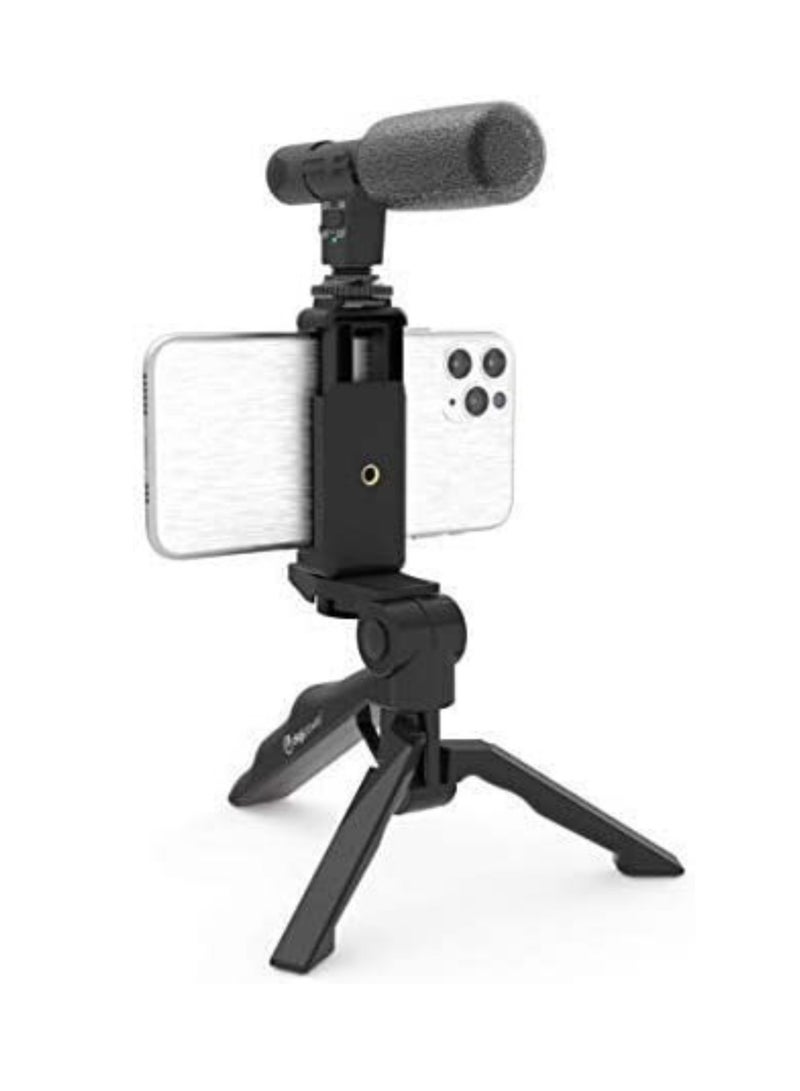 ELTRAZONE LED Video Light + Microphone + Mobile Phone Holder + Hand Grip/Mini Tripod Compatible with Smartphones for TikTok, Youtube, Live Streaming and Meetings - Image 2