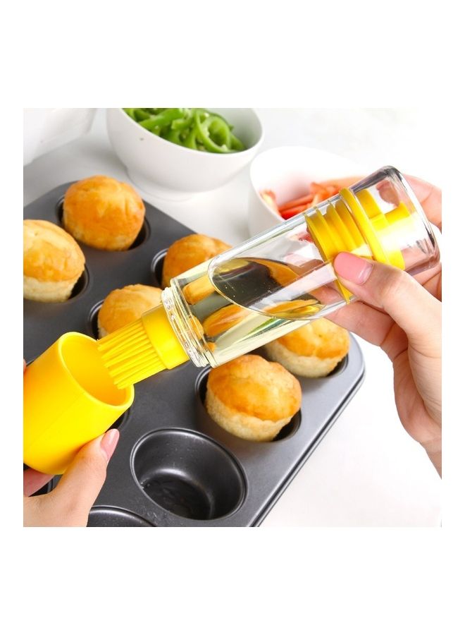 NIBEMINENT Anti-Leakage Silicone Brush Head Oil-Saving Pot Yellow/Transparent 17 x 5.5cm - Image 3