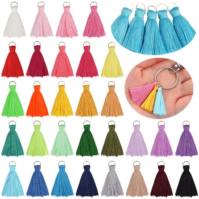 180PCS 30 Colors 35CM MultiColor Mini Tassels Tiny Craft Tassels for Earring Jewelry Making Keychain Tassel Charms Bag Charms Pendant Handmade DIY Accessories144Inch