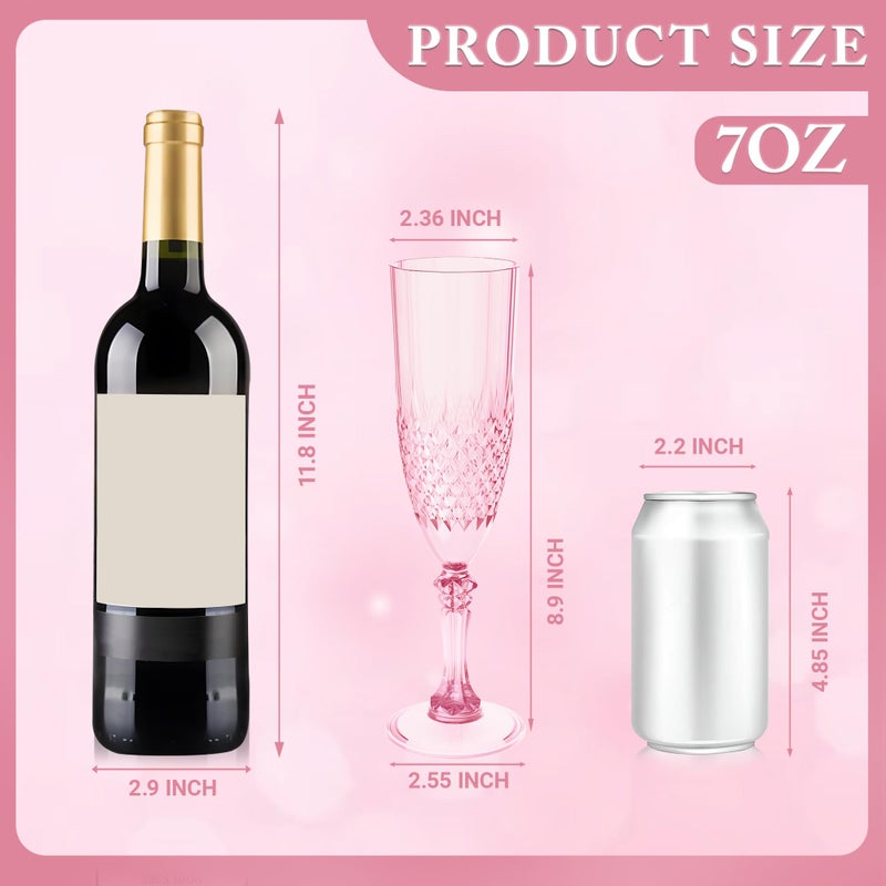 Leyiqu Plastic Champagne Flutes  Champagne Glasses Bulk  Reusable Unbreakable Acrylic Wine Glasses Goblets For Valentines Day Weddings Bachelor Parties Toasting (12  Pink) - Image 2