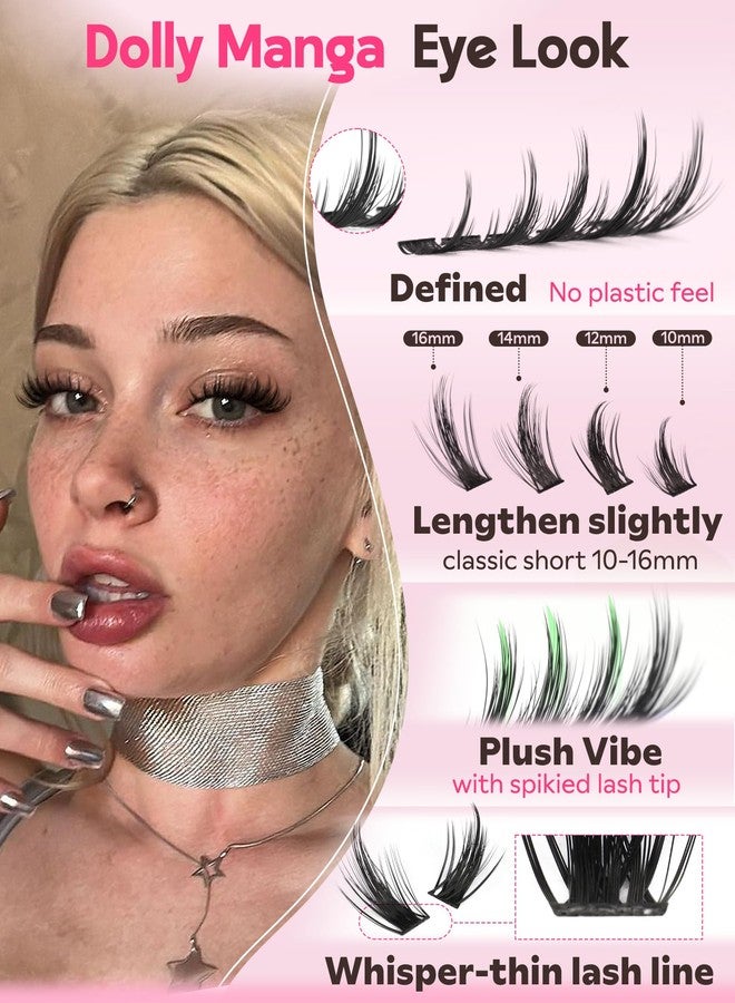 Goddvenus Fluffy Manga Lash Clusters Kit, Natural Wispy Cluster Eyelash Extensions, DIY Lash Extension at Home For Dolly Anime Look, Fairy Individual Lashes Kit with Waterproof Bond and Seal - Image 2