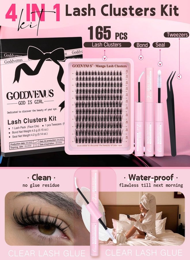 Goddvenus Fluffy Manga Lash Clusters Kit, Natural Wispy Cluster Eyelash Extensions, DIY Lash Extension at Home For Dolly Anime Look, Fairy Individual Lashes Kit with Waterproof Bond and Seal - Image 5