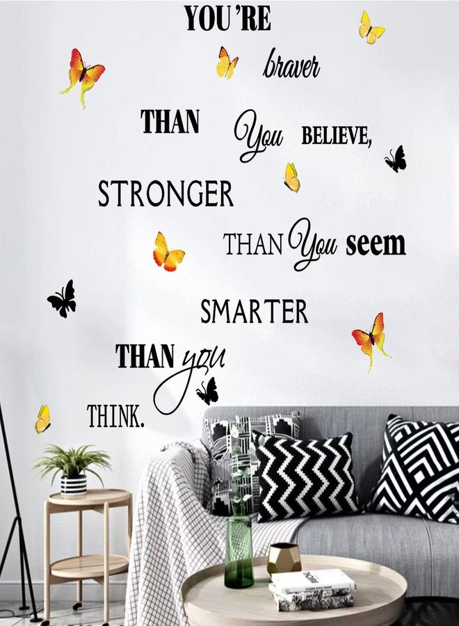 Datesno Sunflower Inspirational Wall Decals Stickers Large Motivational Saying Sunflower Home Bedroom Decor You're Braver Stronger Smarter Quote Decorations Teens Girls Bedroom Art Positive Phrase - Image 4