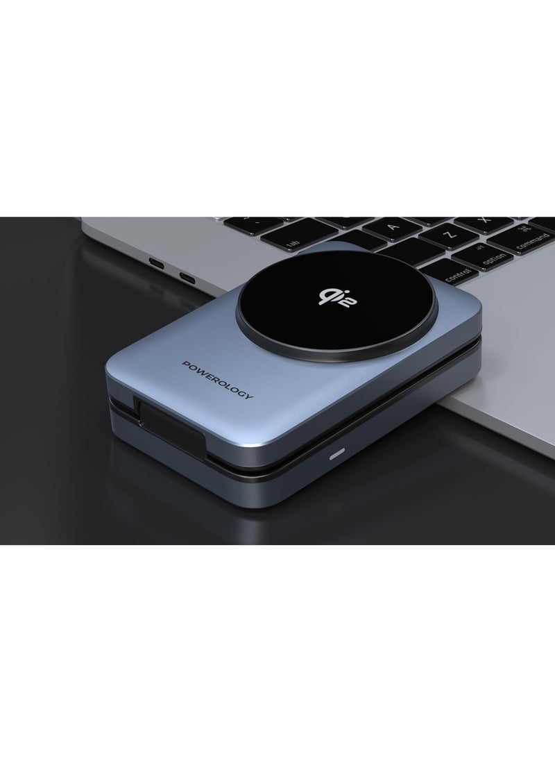 Powerology - Powerology 3-in-1 Foldable Wireless Magnetic Charging Hub, Compatible With Magsafe, Fast Charging, Multi-Device, Horizontal & Vertical View, Type-C Input Interface (Qi2 Fast Charging Multi-Device) - Image 1