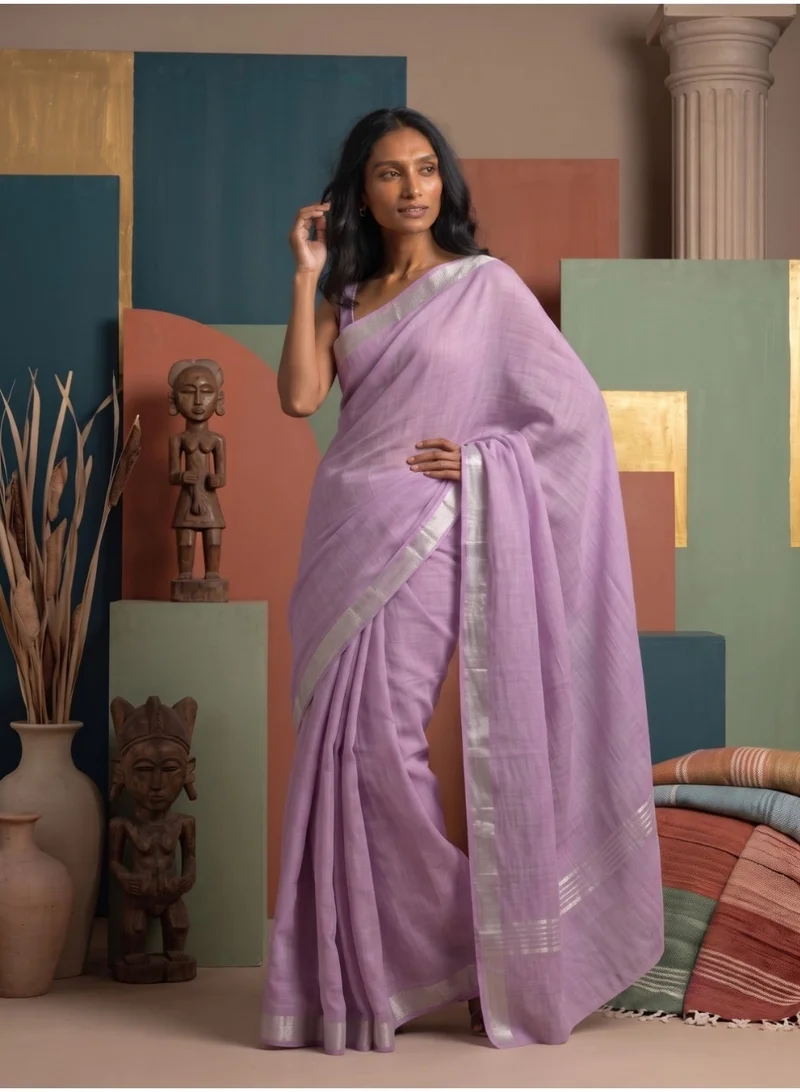 Nool  Bakul Linen Saree with Unstitched Blouse Material for Women | Best Price UAE