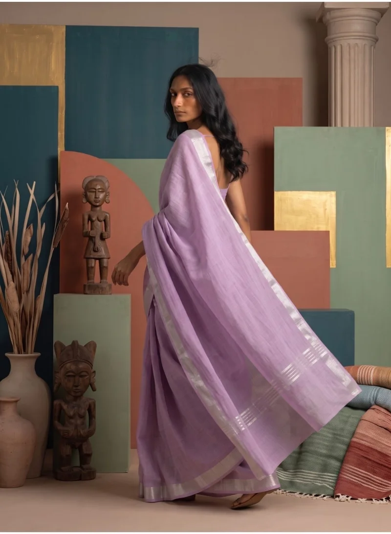 Nool  Bakul Linen Saree with Unstitched Blouse Material for Women | Best Price UAE