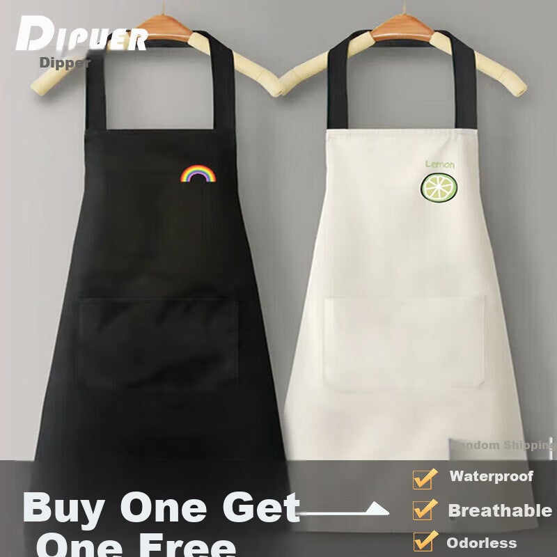 مريلة Dipuer [2-Pack] ، مريلة نسائية مقاومة للماء ومقاومة للزيت ، مريلة خصر ، ملابس عمل مطبخ ومطعم ، طبخ بلا أكمام سموك - Image 1