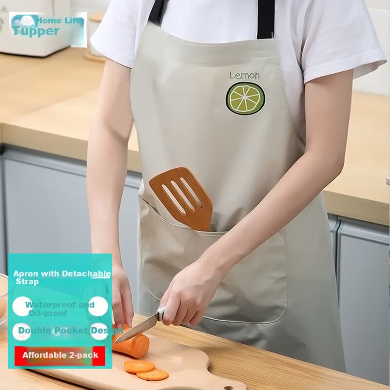 مريلة Dipuer [2-Pack] ، مريلة نسائية مقاومة للماء ومقاومة للزيت ، مريلة خصر ، ملابس عمل مطبخ ومطعم ، طبخ بلا أكمام سموك - Image 2