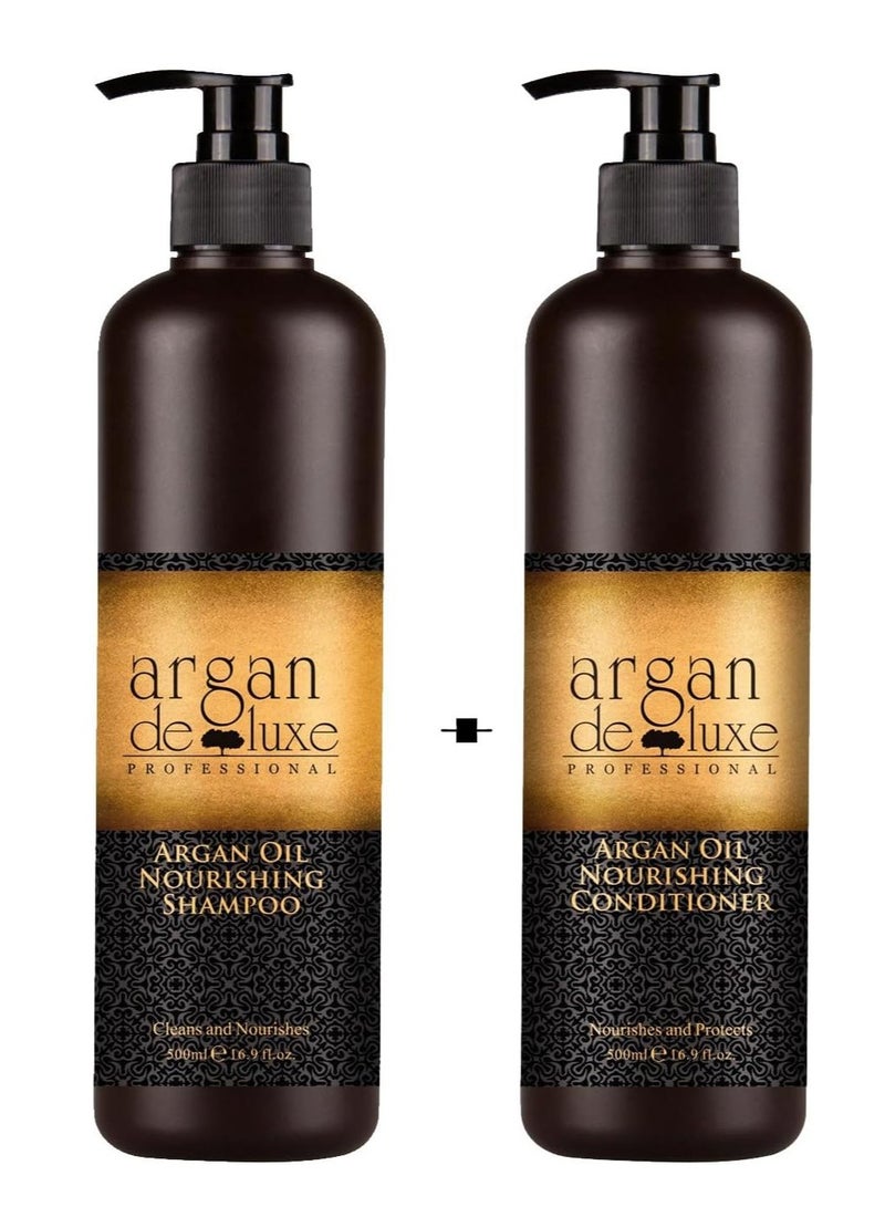 Argan de Luxe Deluxe Pure Organic Moroccan Oil Nourishing Shampoo 500ml +Conditioner 500ml