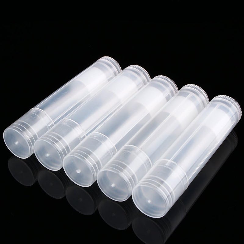 GOTOTOP 100pcs Transparent Lip Balm Bottle, 5ml Portable Plastic Empty Lip Gloss Balm Tubes with Wand, Reusable DIY Lipstick Bottle Container Vials for Home Office Travel, Black, Clear - Image 1