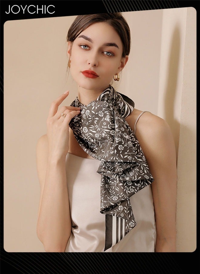 Joychic وشاح حرير مزيف بأسلوب ياباني وكوري للنساء مزخرف بأزهار لطيفة 90 سم مربع وشاح صغير للزينة اليومية - Image 4