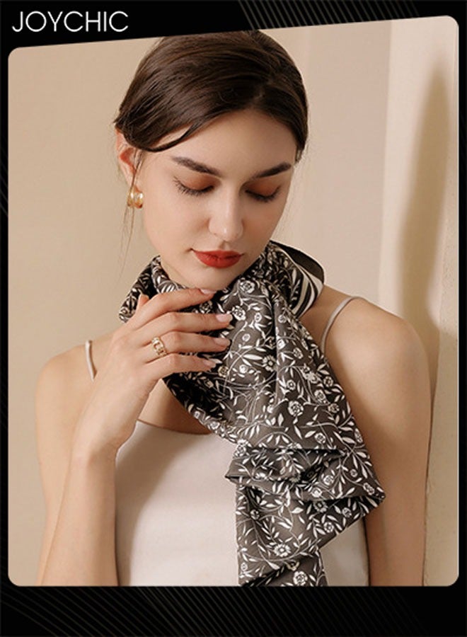 Joychic وشاح حرير مزيف بأسلوب ياباني وكوري للنساء مزخرف بأزهار لطيفة 90 سم مربع وشاح صغير للزينة اليومية - Image 2
