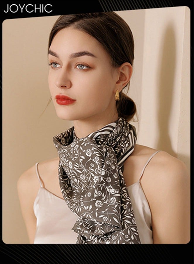 Joychic وشاح حرير مزيف بأسلوب ياباني وكوري للنساء مزخرف بأزهار لطيفة 90 سم مربع وشاح صغير للزينة اليومية - Image 3