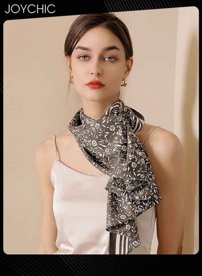 Joychic وشاح حرير مزيف بأسلوب ياباني وكوري للنساء مزخرف بأزهار لطيفة 90 سم مربع وشاح صغير للزينة اليومية - Image 1