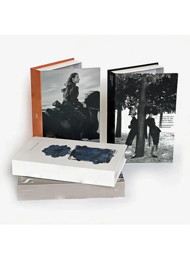 4 Pieces Fake Books for Decoration, Openable Storage, Modern Home Decor Coffee Table Decoration, Stylish Accent for Everyone Black/White Urban Style (B)