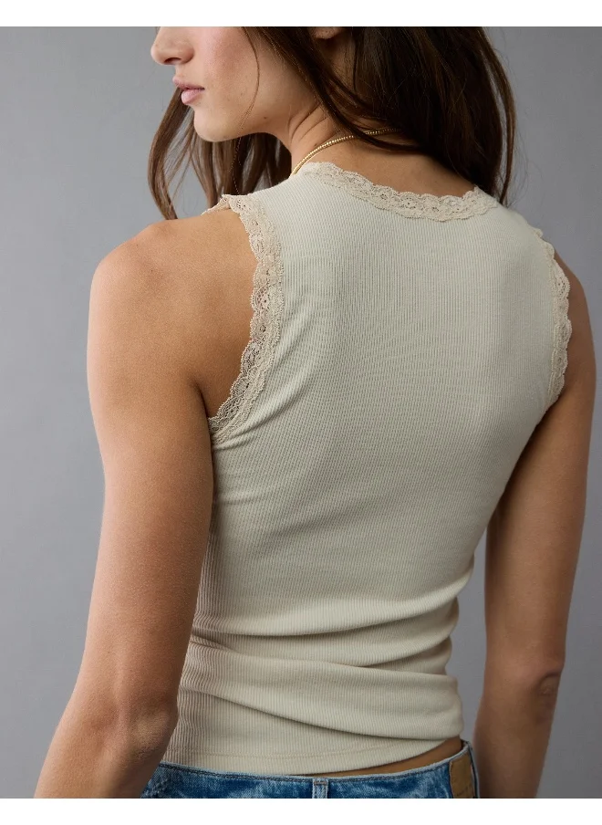 امريكان ايجل AE Graphic Lace Trim Tank Top