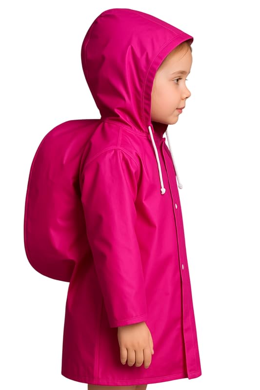 Krystle School Bag Cover Kids Plain Raincoat (Pink,9-10 Years) - Image 2