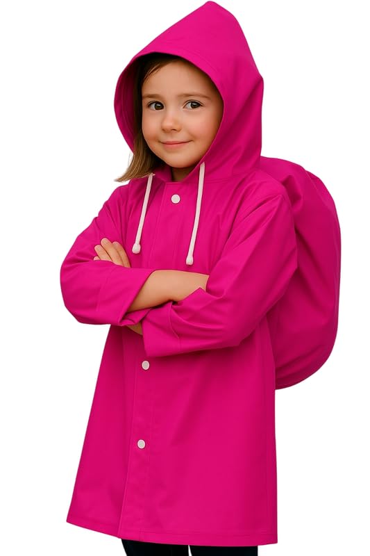 Krystle School Bag Cover Kids Plain Raincoat (Pink,9-10 Years) - Image 5