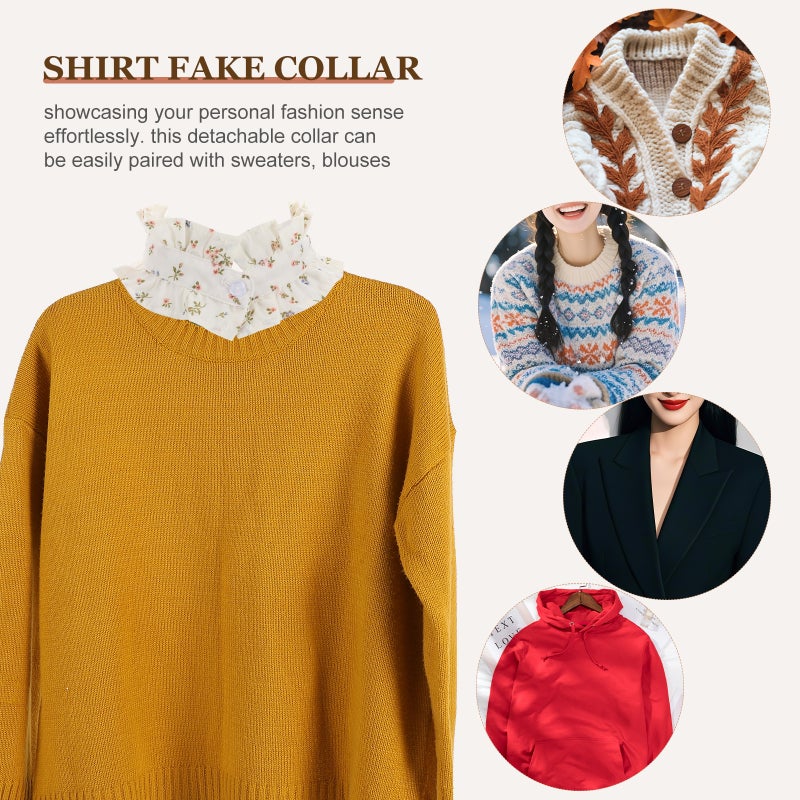 Women Detachable Pleated Stand Collar Ruffled Vintage Fake Collar Blouse Insert Elegant Decorative False Collar For party - Image 3