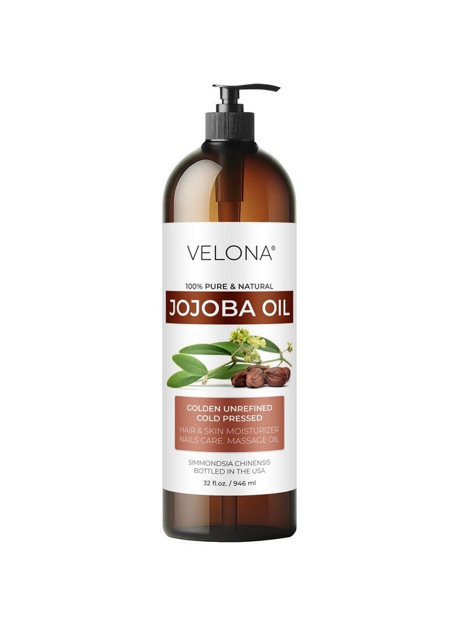velona Jojoba Oil - 32 fl oz (with Pump) | 100% Pure and Natural | Golden, Unrefined, Cold Pressed, Hexane Free - Image 1