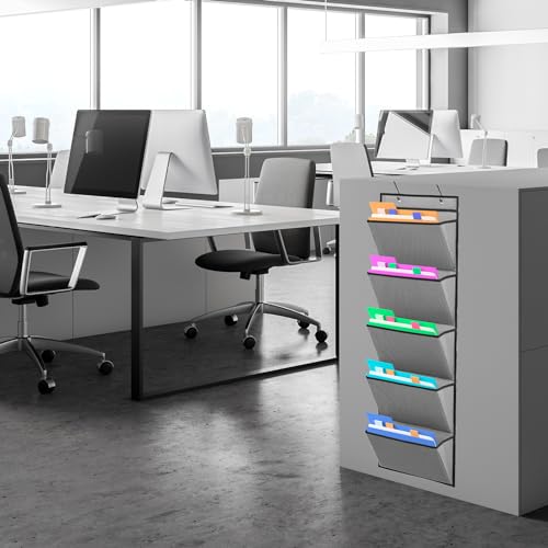 ANIZER Wall Mounted Hanging Mail Organizer Back to School Paper Organizer File Holder for Classroom Office Organization (5 POCKETS-GREY) - Image 5