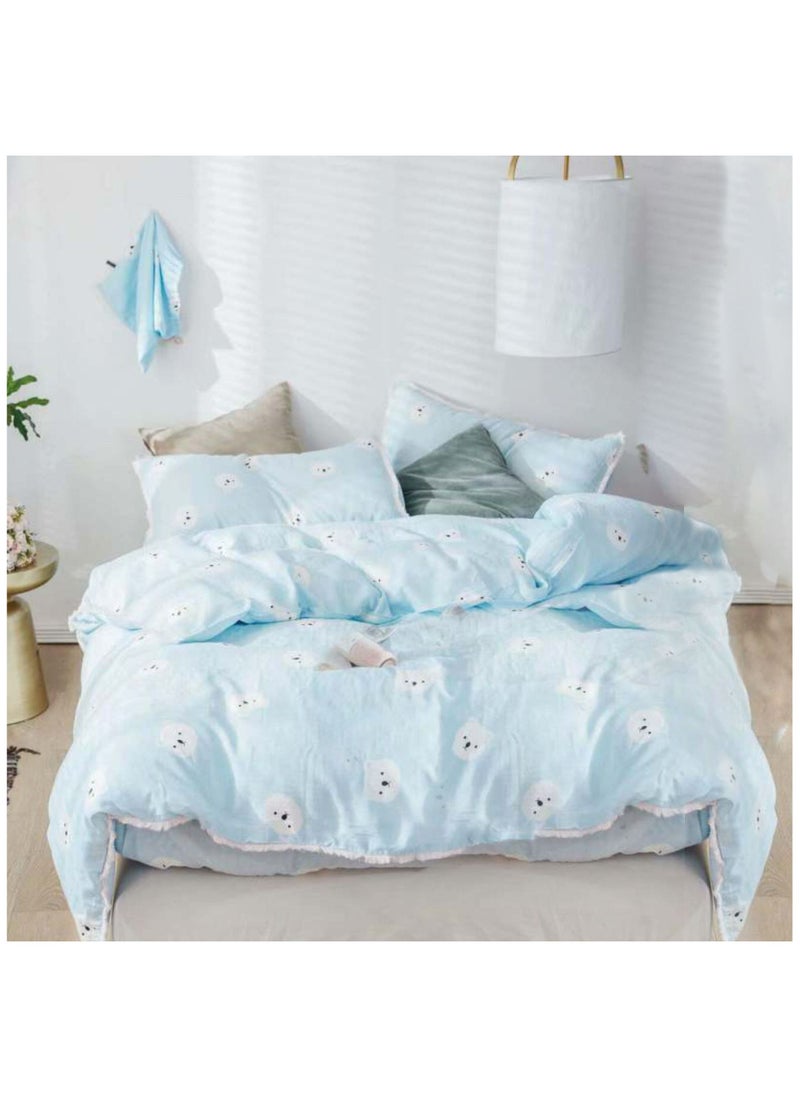 Donetella Comforter Set: 5-Piece Cotton Bedding Set With Removable Filler, Single Size: 170X240 Cm, Baby Blue  - Image 1