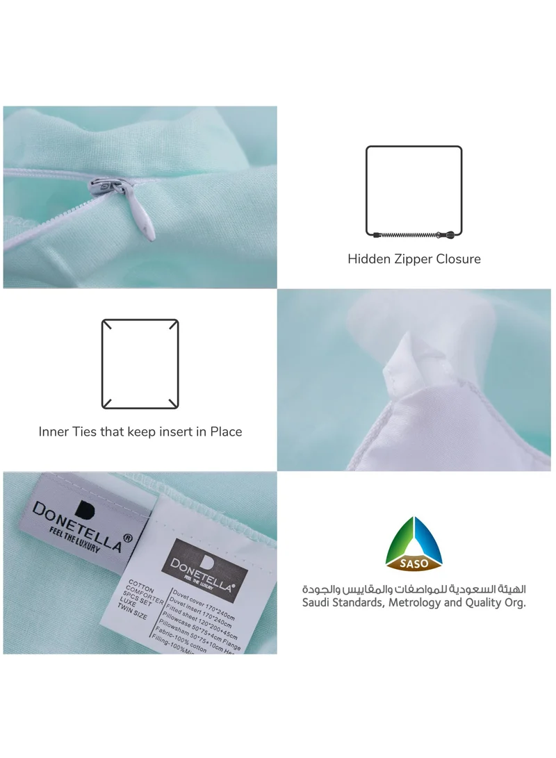 Donetella Comforter Set: 5-Piece Cotton Bedding Set With Removable Filler, Single Size: 170X240 Cm,