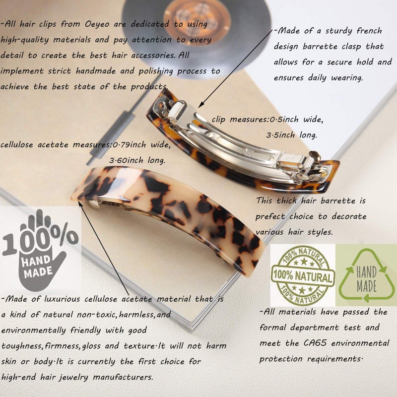 Eyegla Hair Barrettes for Women Large French Barrette Hair Clips Tortoise Shell Barrettes for Thick Hair,2 Pack - Image 4