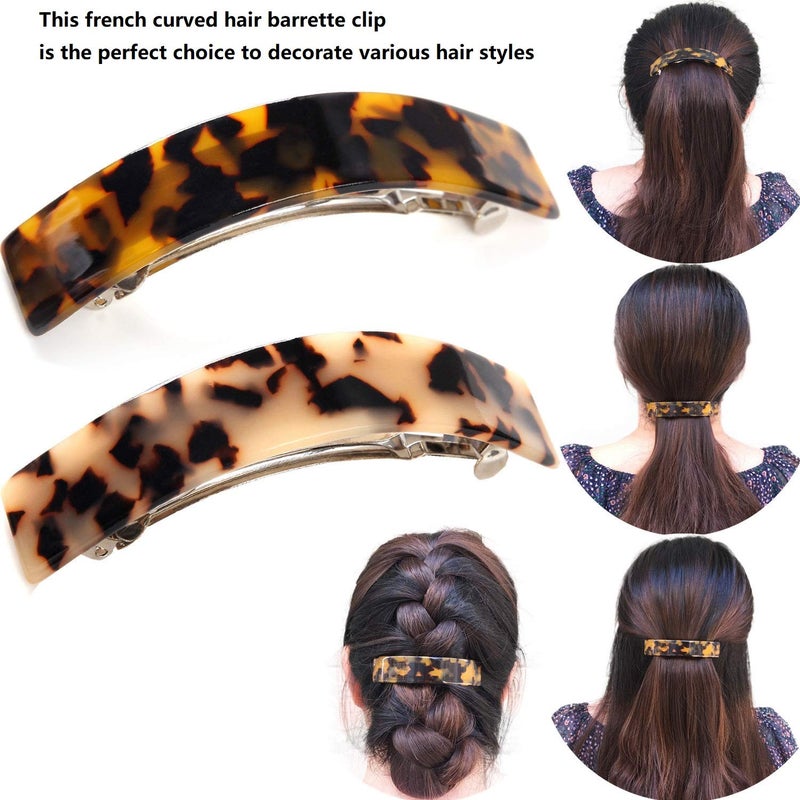 Eyegla Hair Barrettes for Women Large French Barrette Hair Clips Tortoise Shell Barrettes for Thick Hair,2 Pack - Image 2
