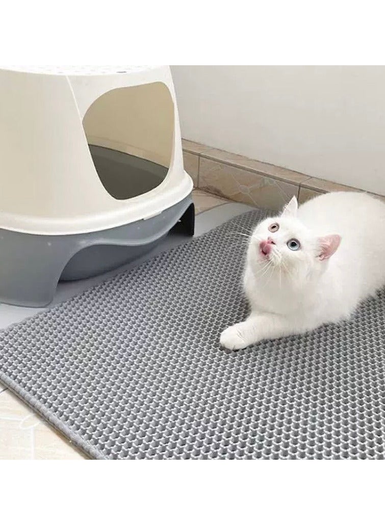 TNGames Honeycomb Leakproof Litter Mat - 30x30cm Grey | Compact 2-Layer Design | EVA Waterproof & Non-Slip | One-Shake Self-Cleaning - Image 2