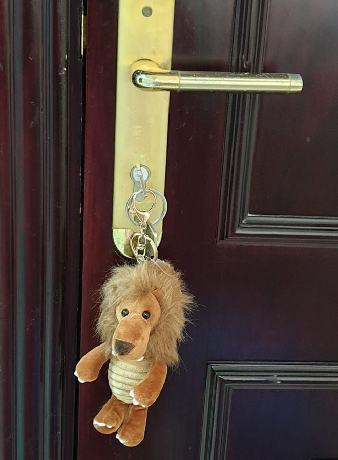 NIBEMINENT Dark Brown Plush Standing Lion Ring Key Chain - Image 3