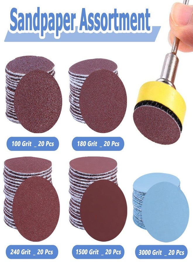 Mesee 100 Pieces 1 Inch Sanding Discs, 25mm Hook & Loop Sand Paper 100-3000 Grit Wet Dry Sandpaper Replacement Assortment Kit with 1/8'' Shank Backing Pad Plate Holder for Rotary Tool Grinder - Image 3