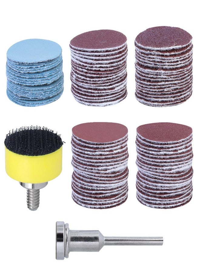 Mesee 100 Pieces 1 Inch Sanding Discs, 25mm Hook & Loop Sand Paper 100-3000 Grit Wet Dry Sandpaper Replacement Assortment Kit with 1/8'' Shank Backing Pad Plate Holder for Rotary Tool Grinder - Image 1