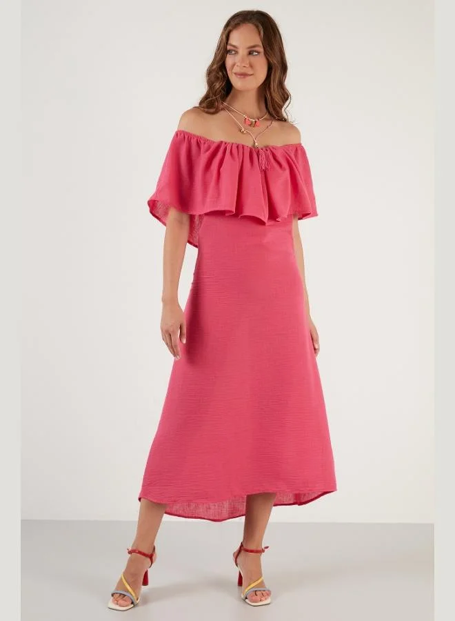 Lela Lela Carmen Neckline Slim Fit Ruffled Long Dress Women's Dress 42190376