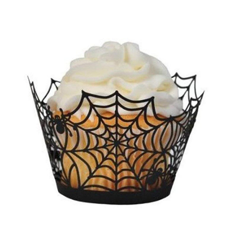 BinaryABC Halloween Cupcake WrappersSpider Web Cupcake WrapperHalloween Party Decorations Supplies 36Pcs