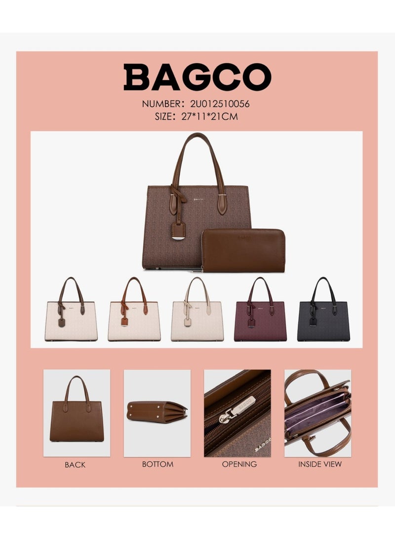 BAGCO Women’s Structured Tote Handbag with Wallet Set - Image 2