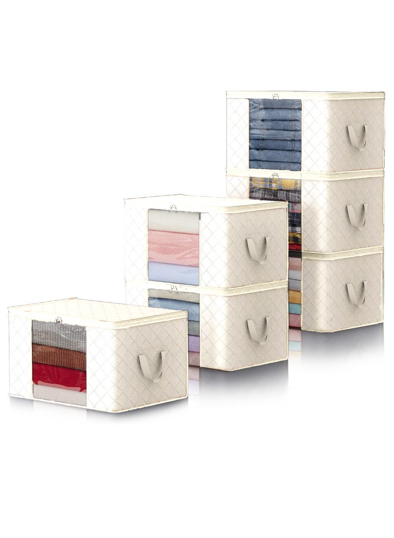 100L Large Storage Bags, 6 Pack Clothes Storage Bins Foldable Closet Organizers Storage Containers with Durable Handles Thick Fabric for Blanket Comforter Clothing Bedding - Image 5