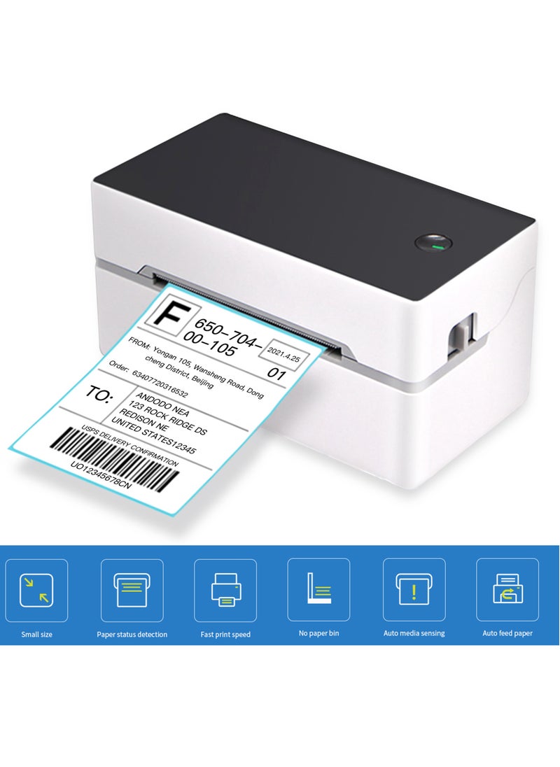 Generic - Desktop Shipping Label Printer High Speed USB + BT Direct Thermal Printer Label Maker Sticker 40-80mm Paper Width - Image 1