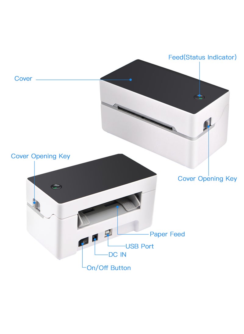 Generic - Desktop Shipping Label Printer High Speed USB + BT Direct Thermal Printer Label Maker Sticker 40-80mm Paper Width - Image 1